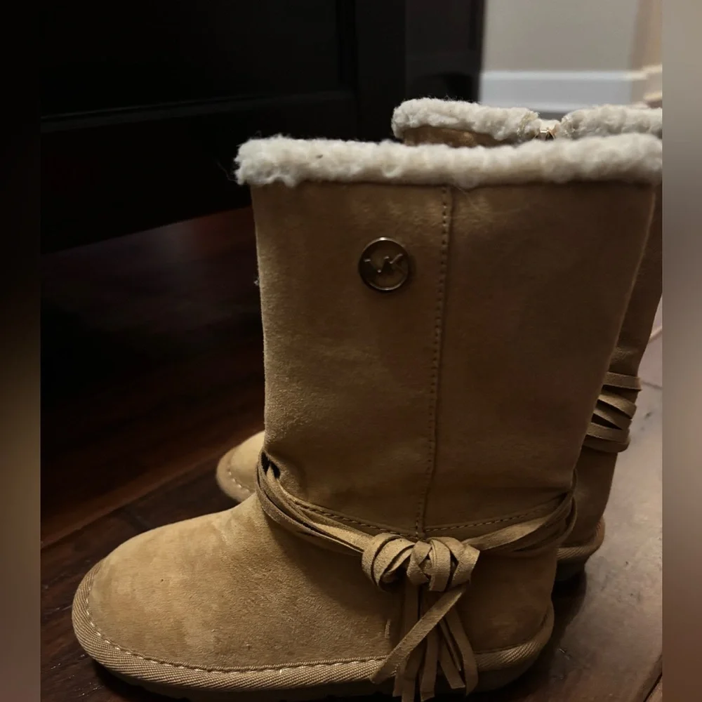 Michael Kors Camel Suede Boots with Shearling Trim